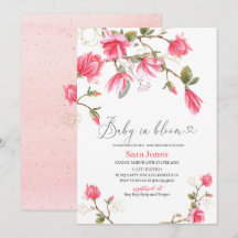 Waterverf Coral Magnolia Baby in bloom Baby Showe