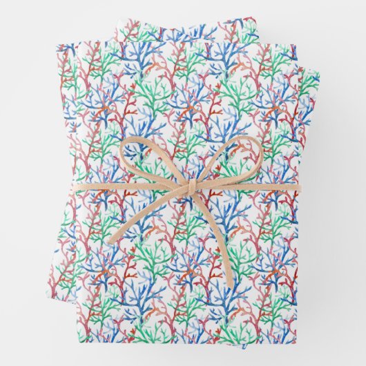 Waterverf Coral Pattern Inpakpapier Vel (In situ)