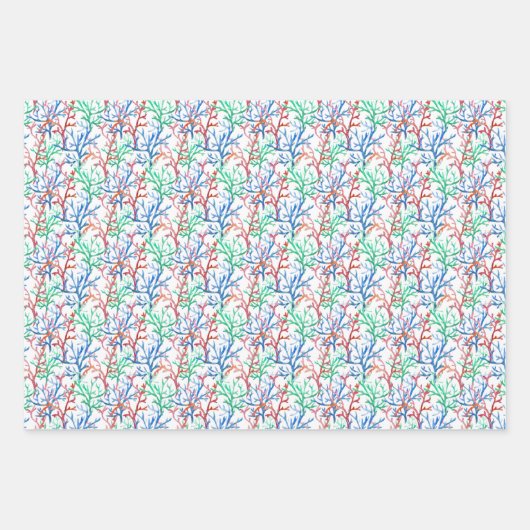 Waterverf Coral Pattern Inpakpapier Vel (Voorkant)
