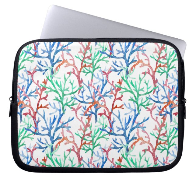 Waterverf Coral Pattern Laptop Sleeve (Voorkant)