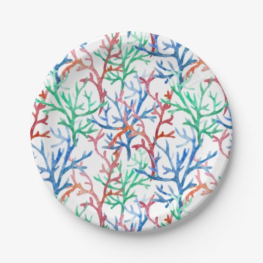 Waterverf Coral Pattern Papieren Bordje (Voorkant)