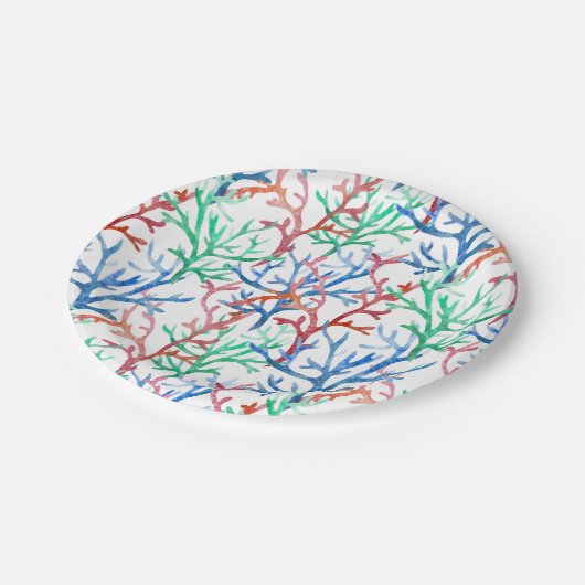 Waterverf Coral Pattern Papieren Bordje (Gekanteld)