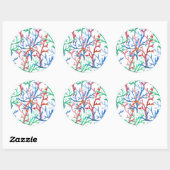 Waterverf Coral Pattern Ronde Sticker (Vel)