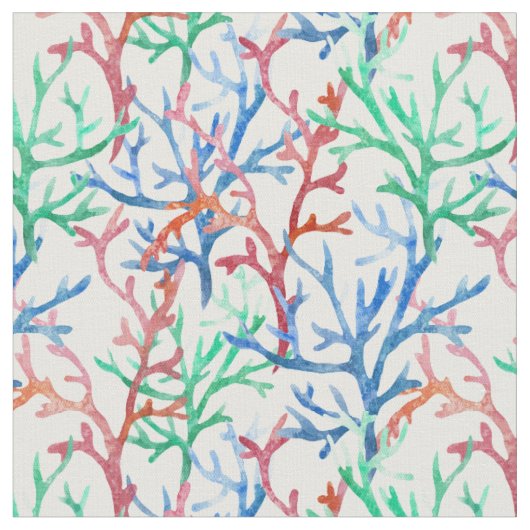 Waterverf Coral Pattern Stof (Close Up)