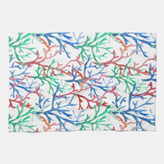 Waterverf Coral Pattern Theedoek (Horizontaal)