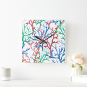 Waterverf Coral Pattern Vierkante Klok (Huis)