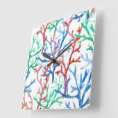 Waterverf Coral Pattern Vierkante Klok (Hoek)