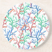 Waterverf Coral Pattern Zandsteen Onderzetter (Voorkant)
