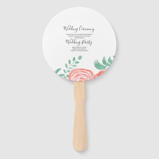 Waterverf Coral Peony Modern Wedding Handwaaier (Achterkant)