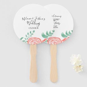 Waterverf Coral Peony Modern Wedding Handwaaier