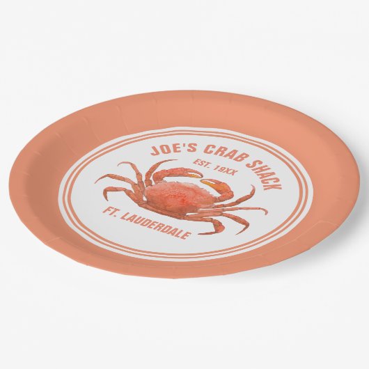 Waterverf Coral Red Crab Illustratie Sjabloon Papieren Bordje (Gekanteld)