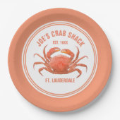 Waterverf Coral Red Crab Illustratie Sjabloon Papieren Bordje (Voorkant)