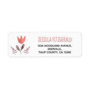 Waterverf Coral Tulip Flower Return Label