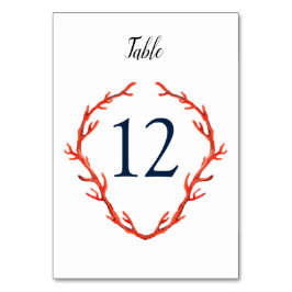 Waterverf Coral Wedding Table Numbers Kaart