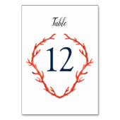 Waterverf Coral Wedding Table Numbers Kaart (Achterkant)