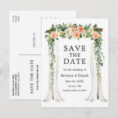 Waterverf Coral White Floral Aankondigingskaart (Voorkant / Achterkant)