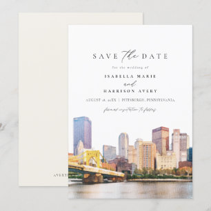 Waterverf Corfu Greece Kerkyra Save the Date Inv Kaart