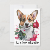 Waterverf Corgi Dog met Roos Note Kaart (Voorkant)