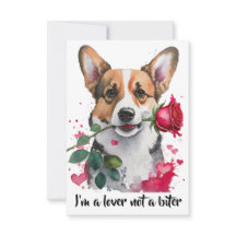 Waterverf Corgi Dog met Roos Note Kaart