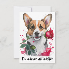 Waterverf Corgi Dog met Roos Note Kaart