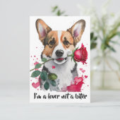 Waterverf Corgi Dog met Roos Note Kaart (Staand voorkant)