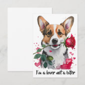 Waterverf Corgi Dog met Roos Note Kaart (Voorkant / Achterkant)