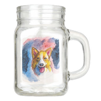 Waterverf Corgi Dog Painting Mason Jar