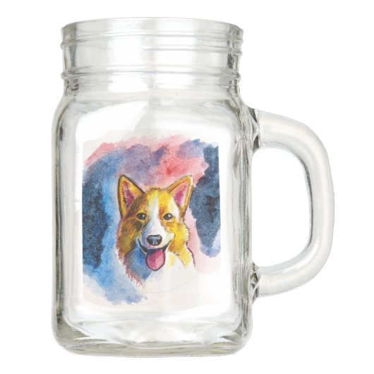 Waterverf Corgi Dog Painting Mason Jar (Voorkant)
