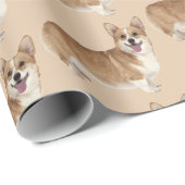 Waterverf Corgi Dog Pet Animal Fun Art Cadeaupapier (Rol Hoek)