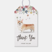 Waterverf Corgi Dog Verjaardagsfeestje Dank u Cadeaulabel (Voorkant)