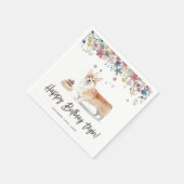 Waterverf Corgi Dog Verjaardagsfeestje Dank u Servet (Hoek)