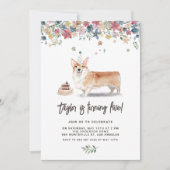 Waterverf Corgi Dog Verjaardagsfeestje Kaart (Voorkant)