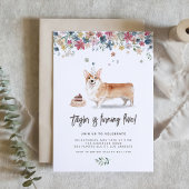 Waterverf Corgi Dog Verjaardagsfeestje Kaart