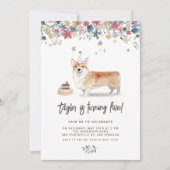Waterverf Corgi Dog Verjaardagsfeestje Kaart (Voorkant)