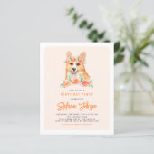 Waterverf Corgi Peach Verjaardagsfeestuitnodiging (Staand voorkant)