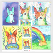 Waterverf Corgi Sticker Pack (Vel)