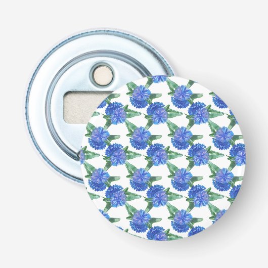 waterverf cornbloemen button flesopener (Voorkant)