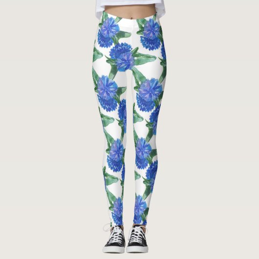 waterverf cornbloemen leggings (Voorkant)