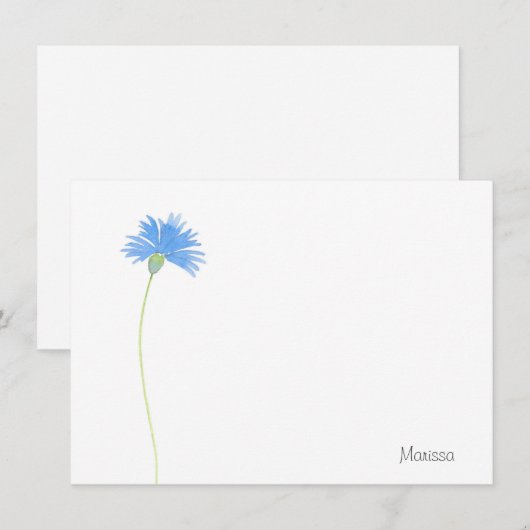 Waterverf Cornflower Notitiekaartje (Voorkant / Achterkant)