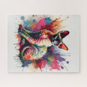 Waterverf Cornish Rex Cat Kleurrijk Portret Legpuzzel (Horizontaal)