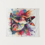 Waterverf Cornish Rex Cat Kleurrijk Portret Wandkleed (Voorkant (horizontaal))