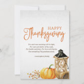 Waterverf Cornucopia Pumpkin Thanksgiving Poem Feestdagenkaart (Voorkant)