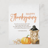 Waterverf Cornucopia Pumpkin Thanksgiving Poem Feestdagenkaart (Voorkant)