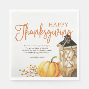 Waterverf Cornucopia Pumpkin Thanksgiving Poem Servet