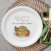 Waterverf Cornucopia Thanksgiving Custom Papieren Bordje