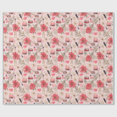 Waterverf cosmetica Kerstbloemen Cadeaupapier (Vlak)