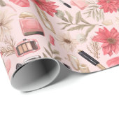 Waterverf cosmetica Kerstbloemen Cadeaupapier (Rol Hoek)