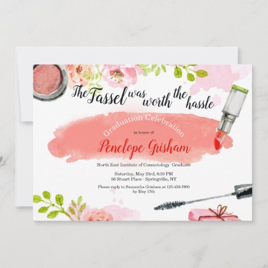 Waterverf Cosmetics Afstuderen Invitation Kaart (Voorkant)