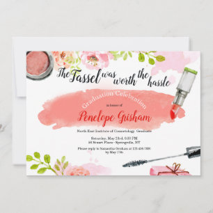 Waterverf Cosmetics Afstuderen Invitation Kaart