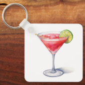 Waterverf Cosmopolitan Cocktail Drink Sleutelhanger (Voorkant)
